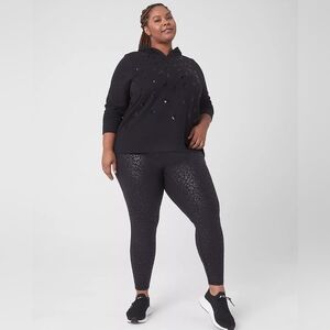 LANE BRYANT Sz 30/32 Leggings Pants Shine Animal Print Black Stretch NWT